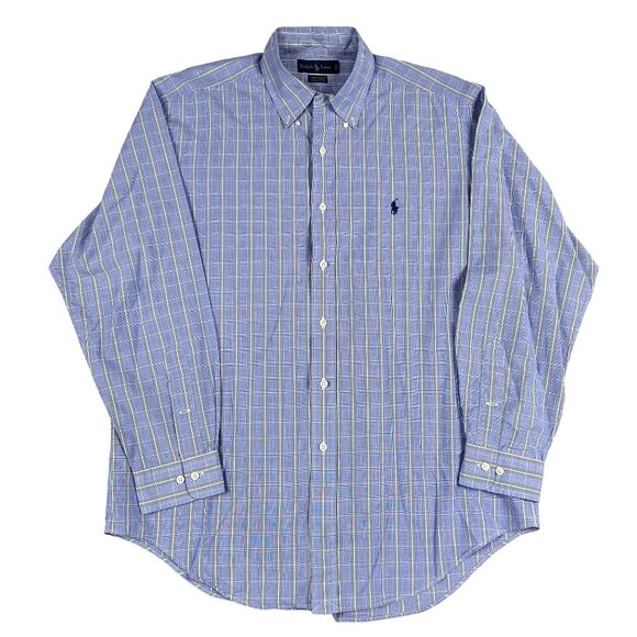 Ralph Lauren YARMOUTH Mens Blue Dress Shirt Sz 16 34/35 - Picture 1 of 5